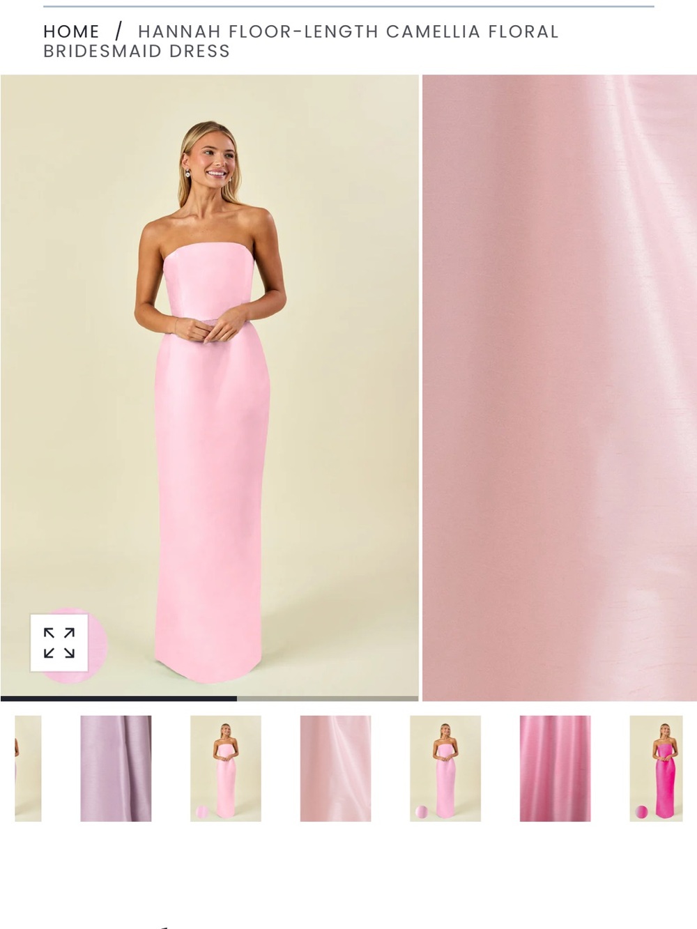 Hannah Strapless Floor-Length Bridesmaid Dress - Pink
